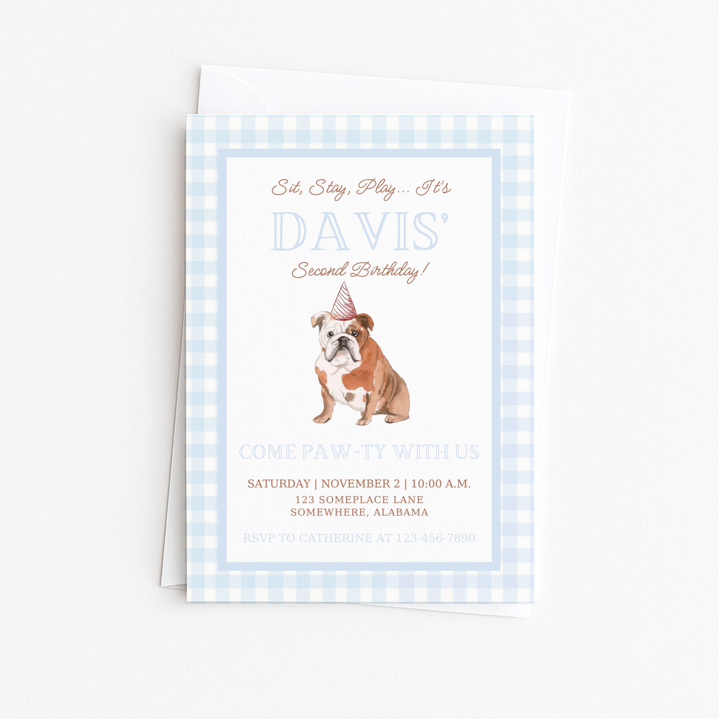 Bulldog Puppy Pawty Invitation