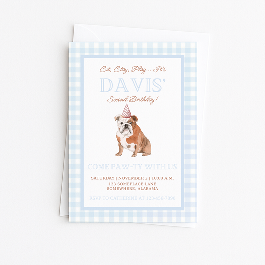Bulldog Puppy Pawty Invitation