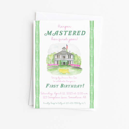 Pink & Green Master's Invitation