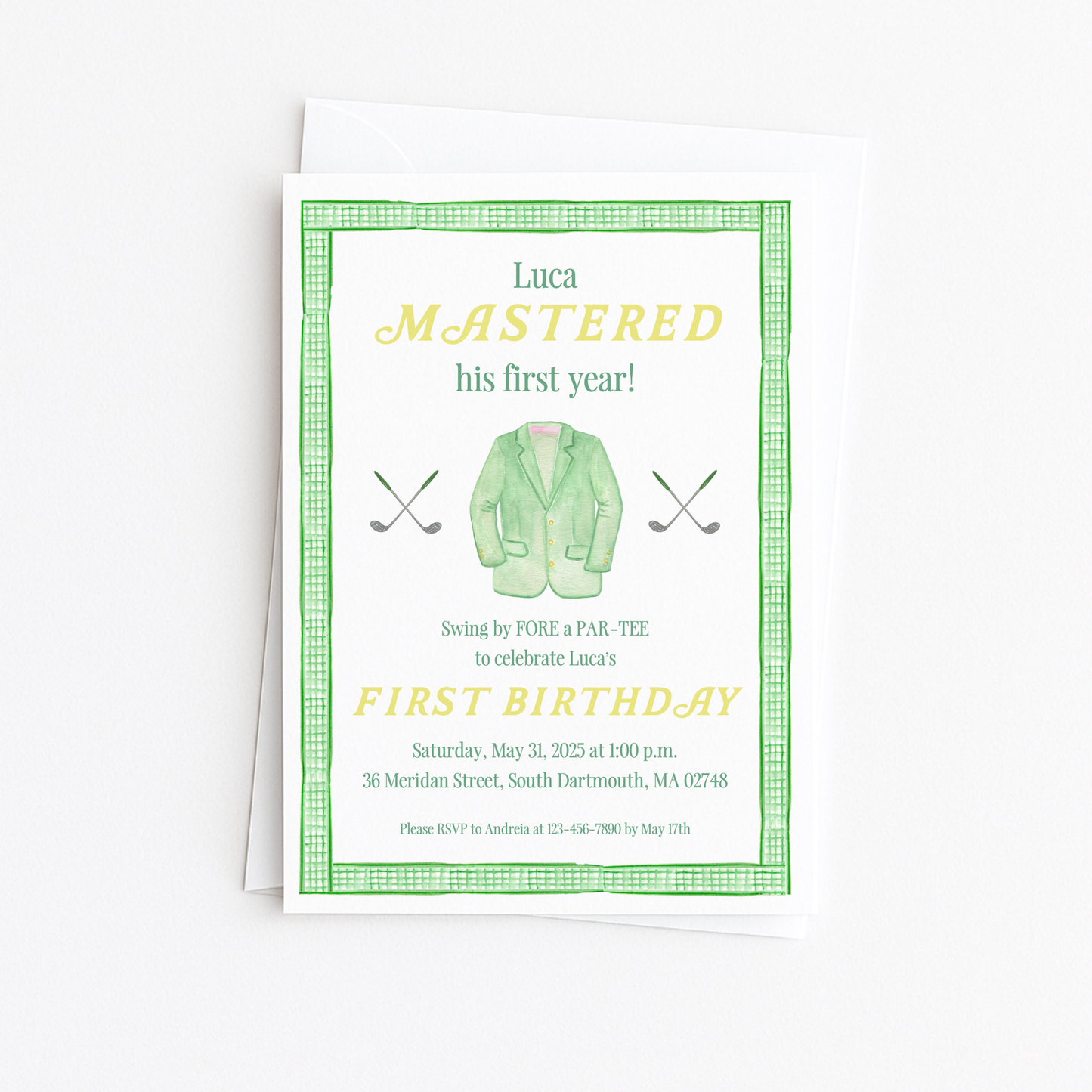 Yellow & Green Master's Invitation