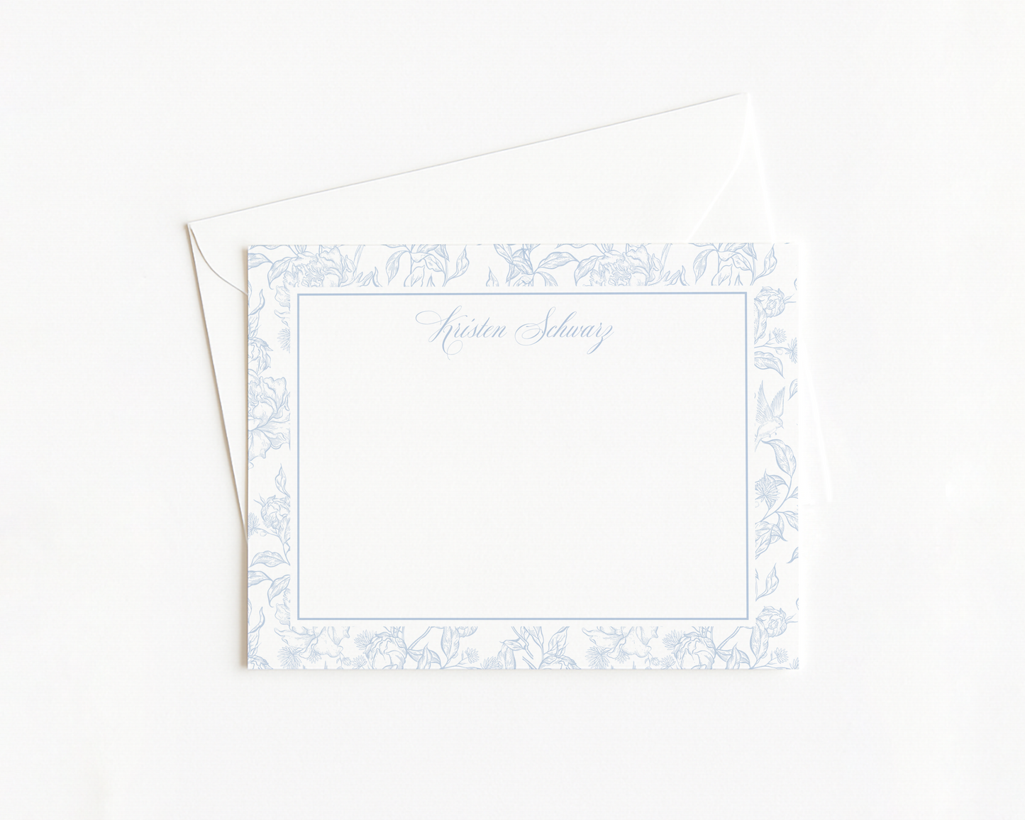 Blue Toile Calligraphy Stationery