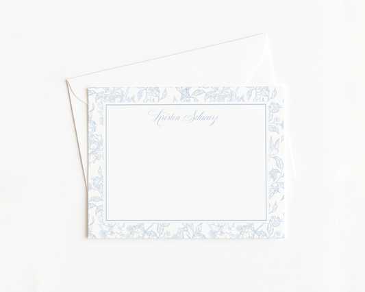 Blue Toile Calligraphy Stationery