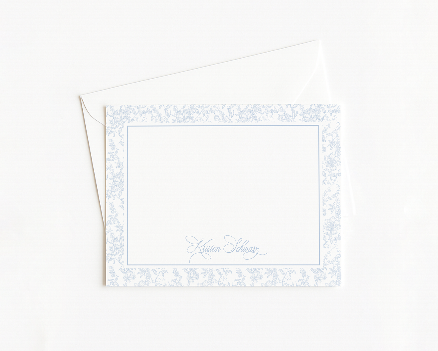 Blue Toile Calligraphy Stationery #2
