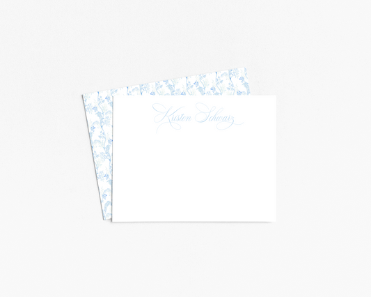 Blue Toile Back Stationery