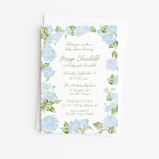 Hydrangea Baby Shower Invitation
