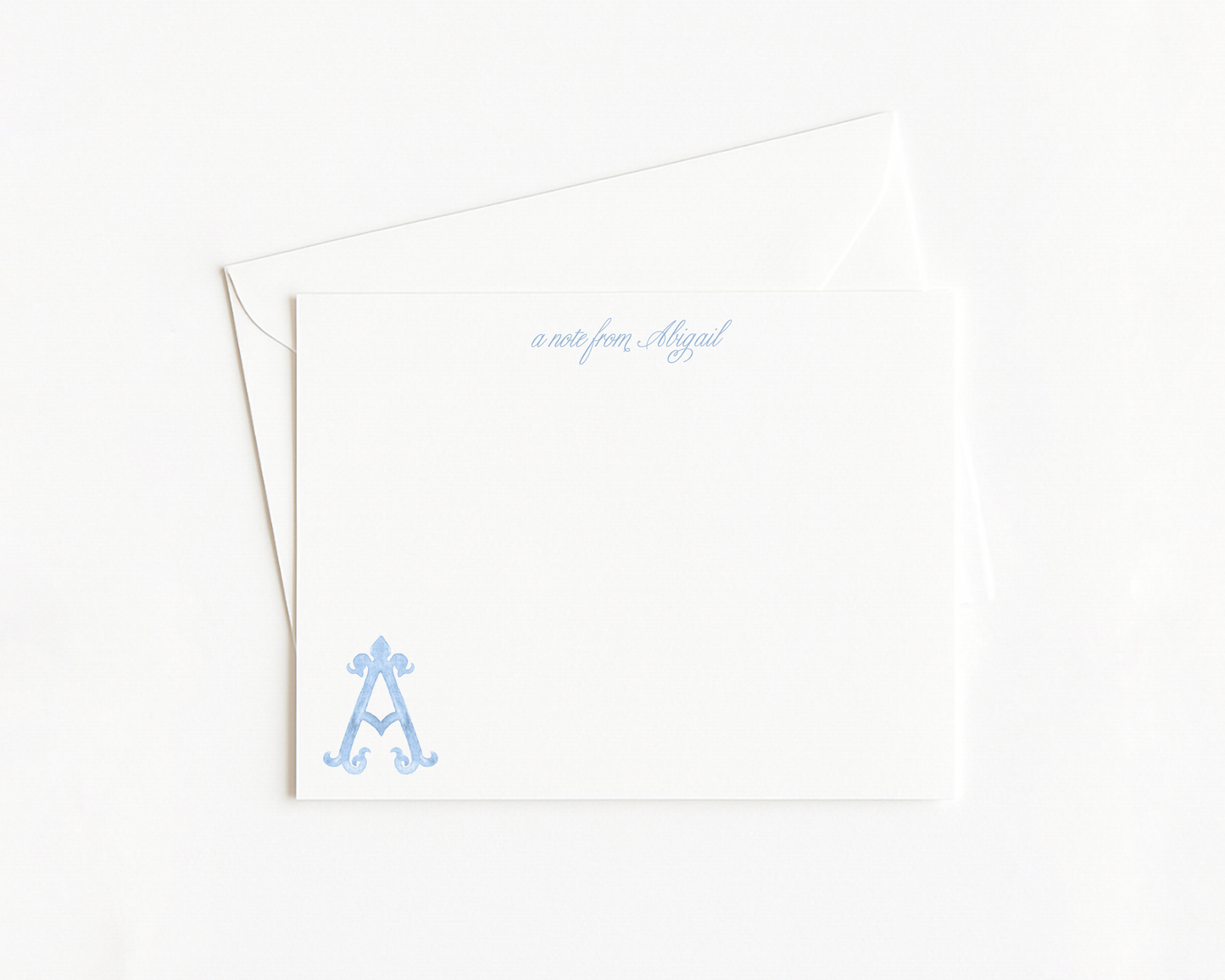 Blue Monogram Script Stationery