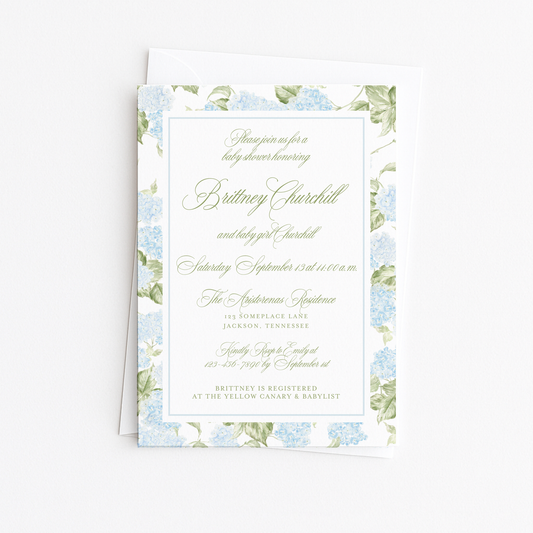 Hydrangea Baby Shower Invitation #2