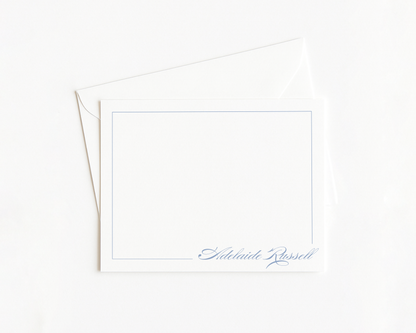 Blue Border Script Stationery