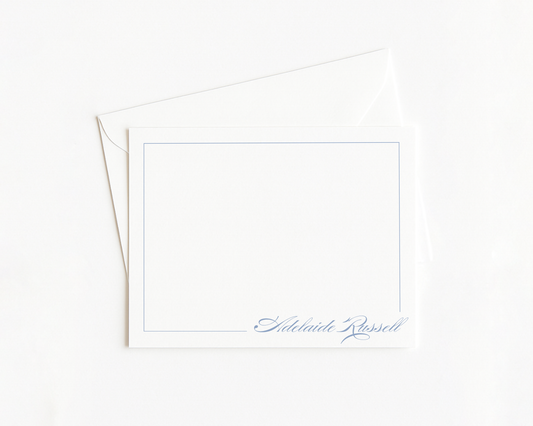 Blue Border Script Stationery