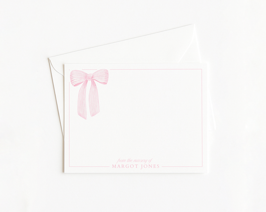 Pink Bow Border Stationery