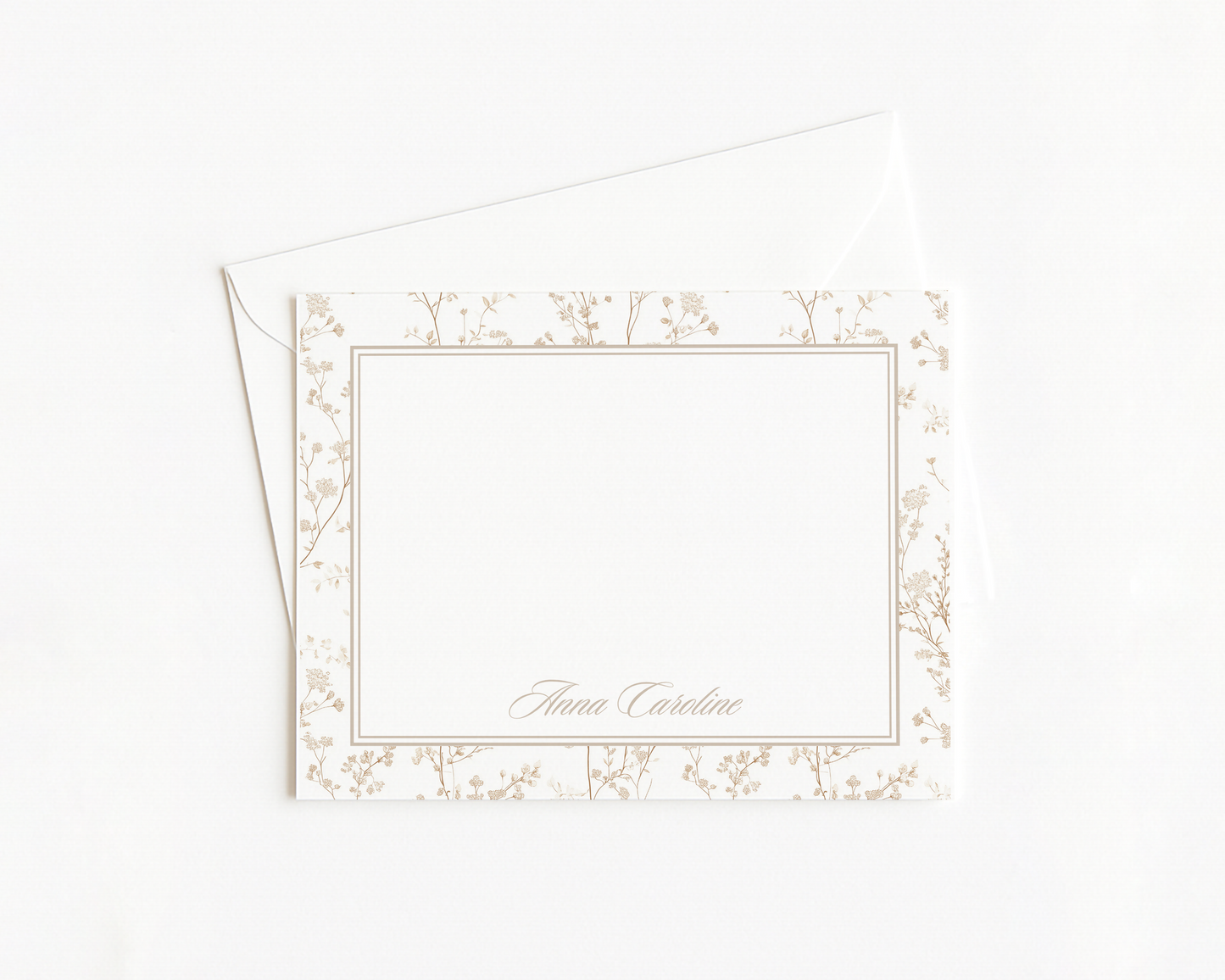 Tan Toile Script Stationery