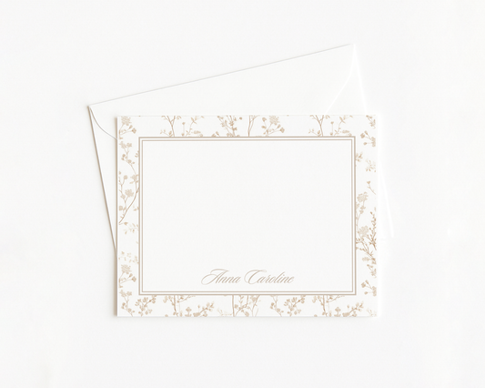 Tan Toile Script Stationery