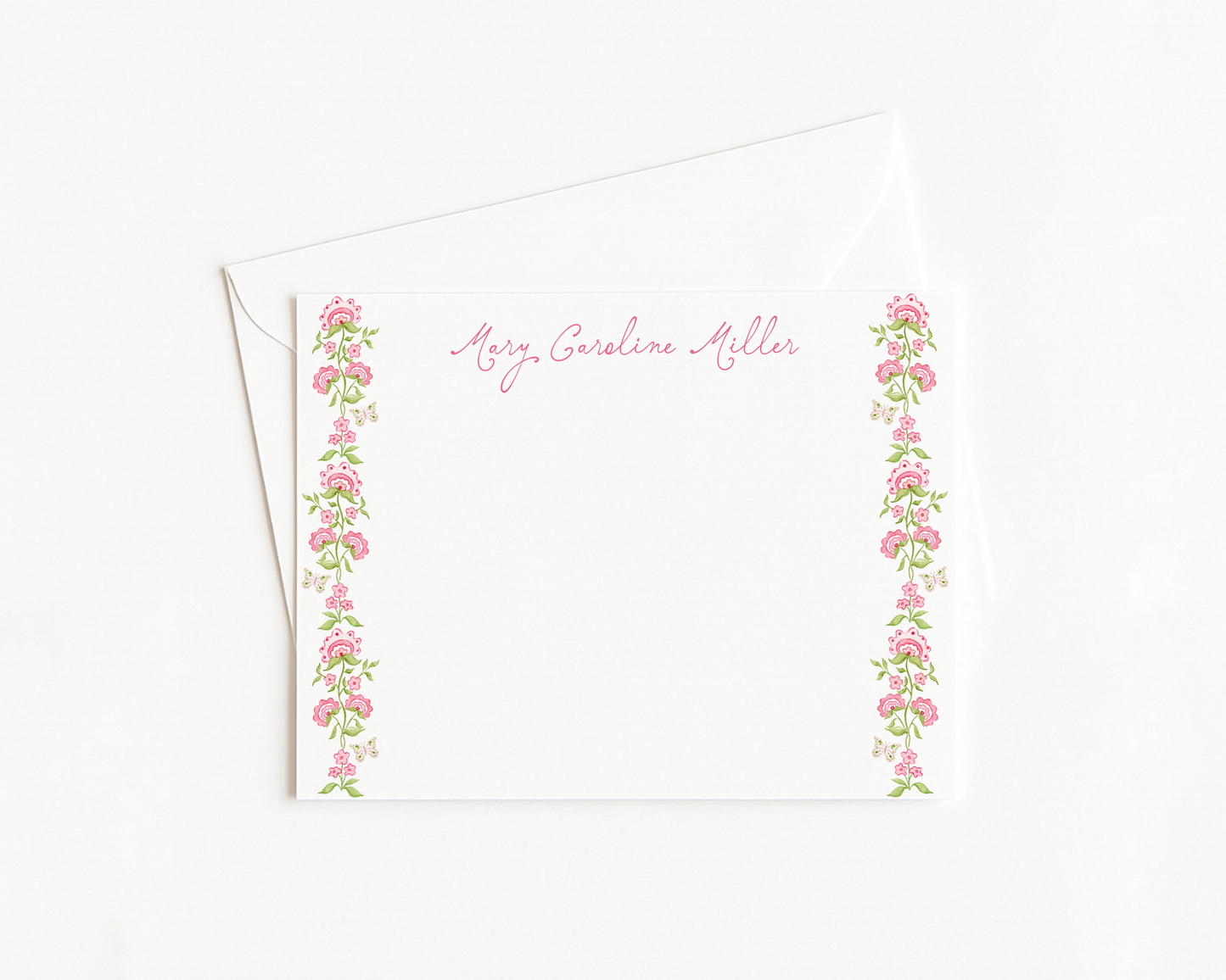 Pink and Green Butterfly Stationery