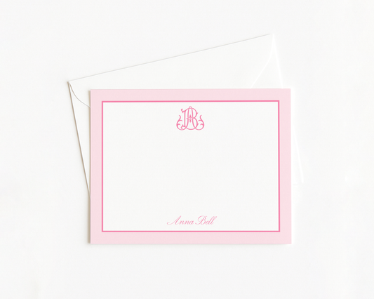 Pink Monochromatic Monogram Stationery