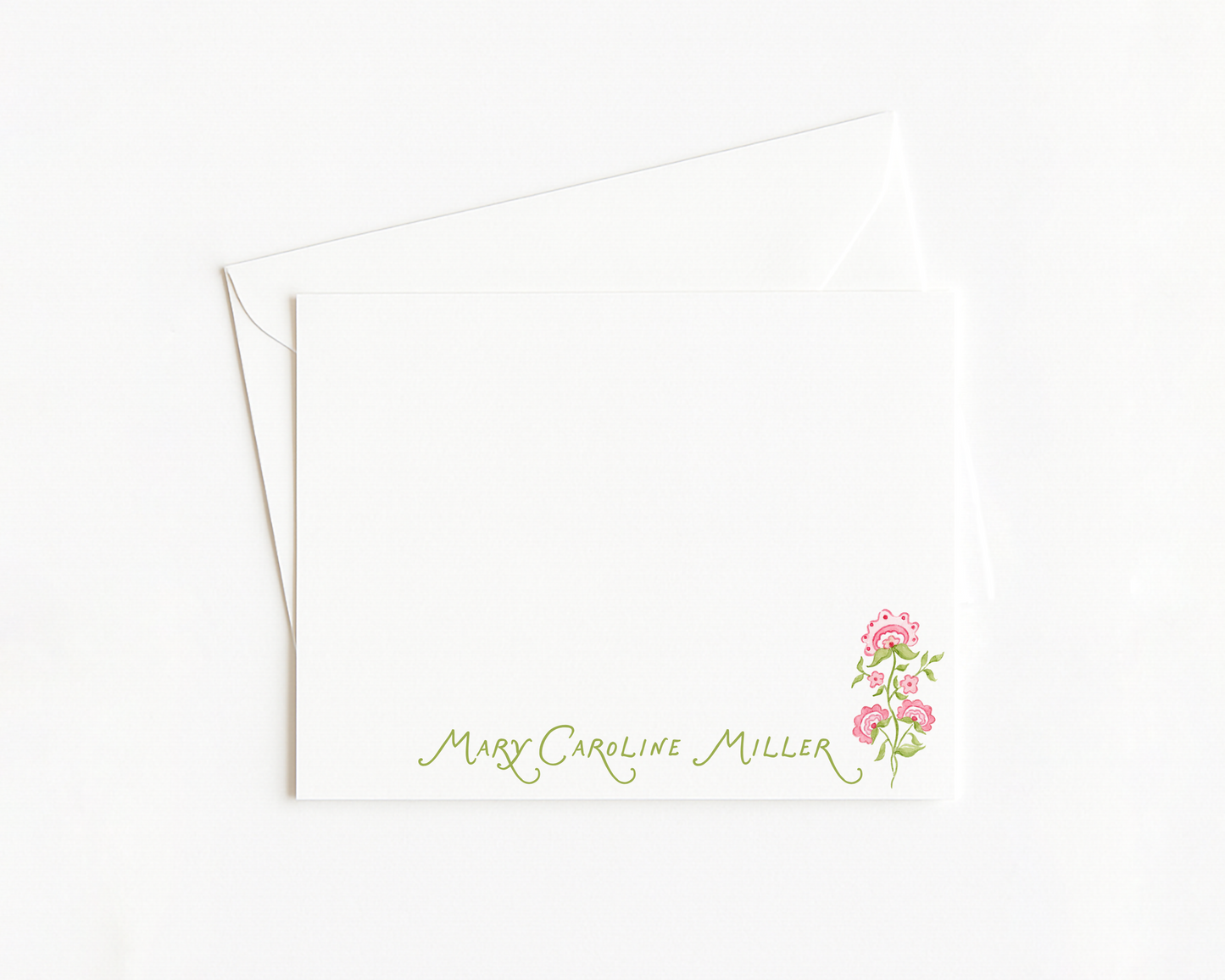 Pink & Green Floral Stationery