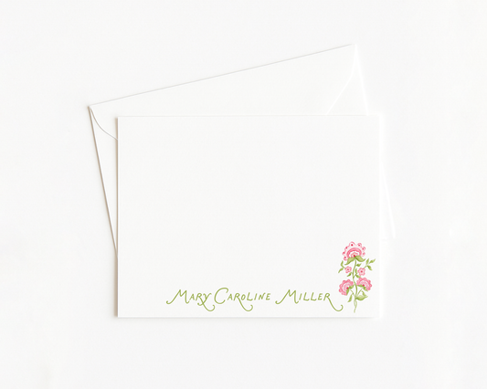 Pink & Green Floral Stationery