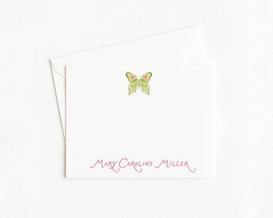 Green & Pink Floral Stationery