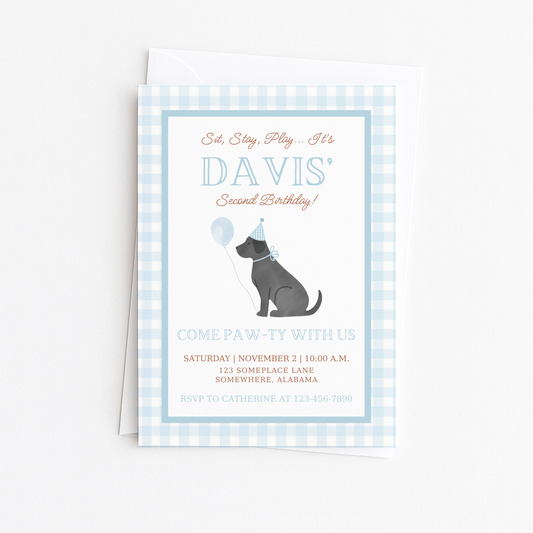 Puppy Pawty Invitation - Black Lab