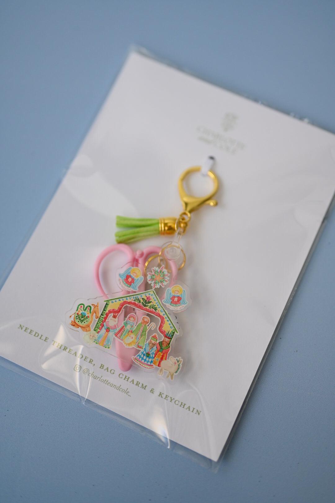 Nativity - Needlepoint Scissors & Needle Threader Keychain