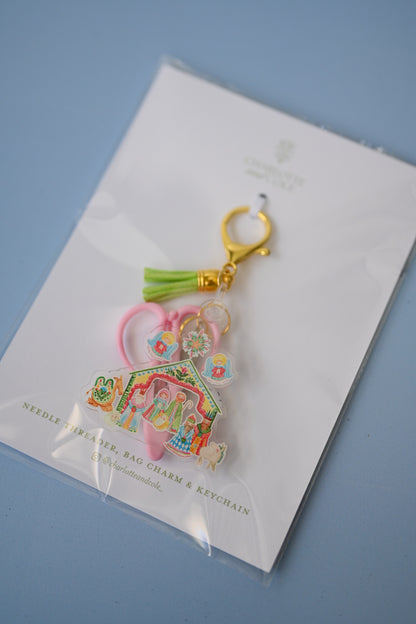 Nativity - Needlepoint Scissors & Needle Threader Keychain